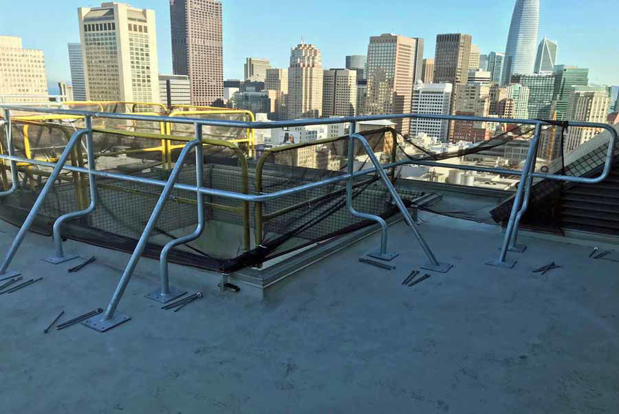 Curved Steel Handrails Frame Rooftop at Luxury Boutique Hotel Nikko in San Francisco